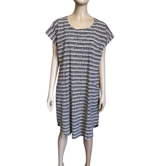 Talbots Black and White Patterned Short Sleeve Dress - Picture 2 of 5